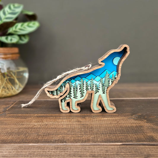 3D Wolf Christmas Tree Ornament