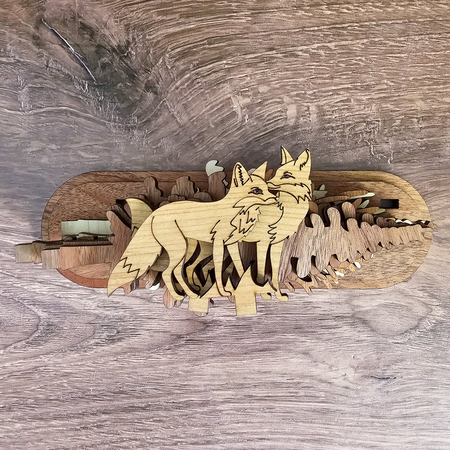 Bigfoot and Grass Interchangeable Forest Scene Mantel Decoration