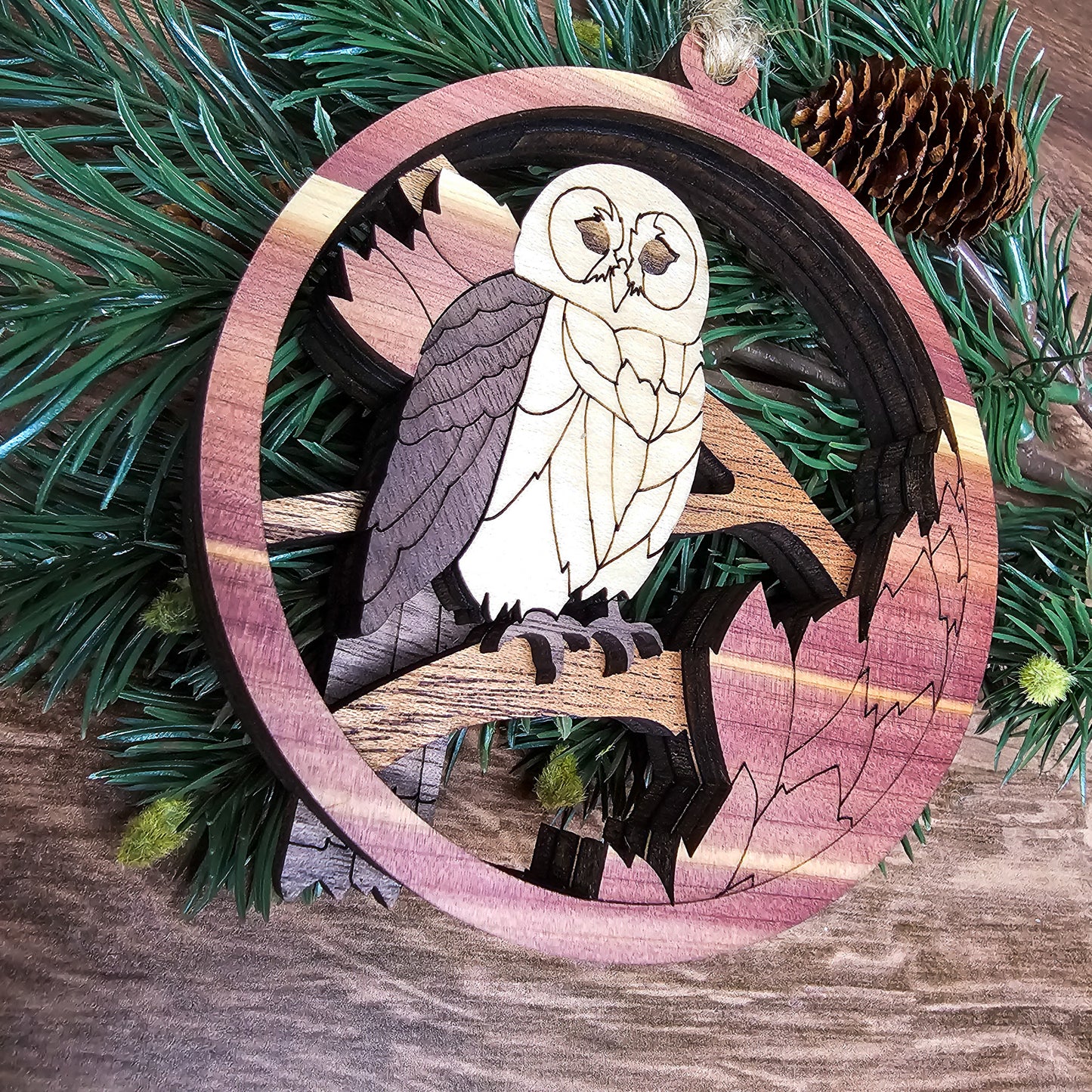 Wood Quilt Owl Ornament-Painted