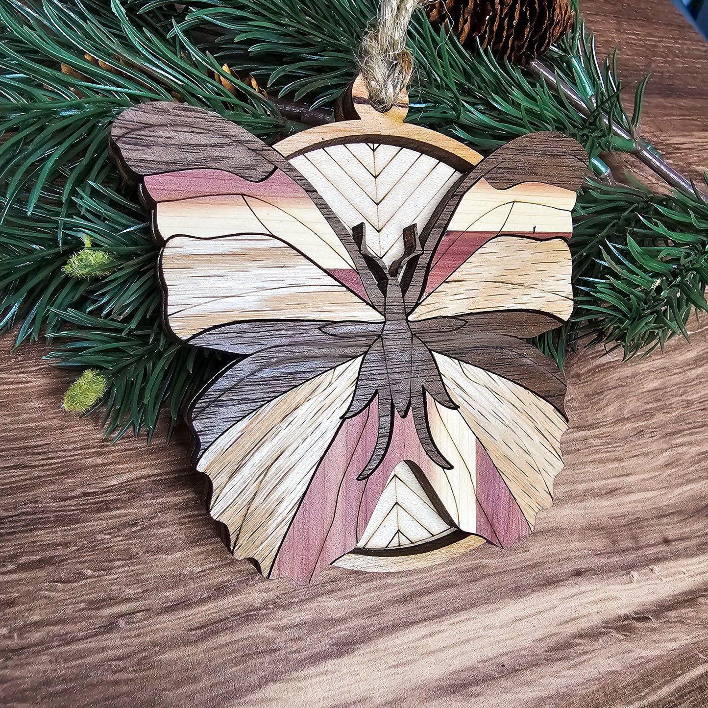 Wood Quilt Butterfly Ornament-Painted