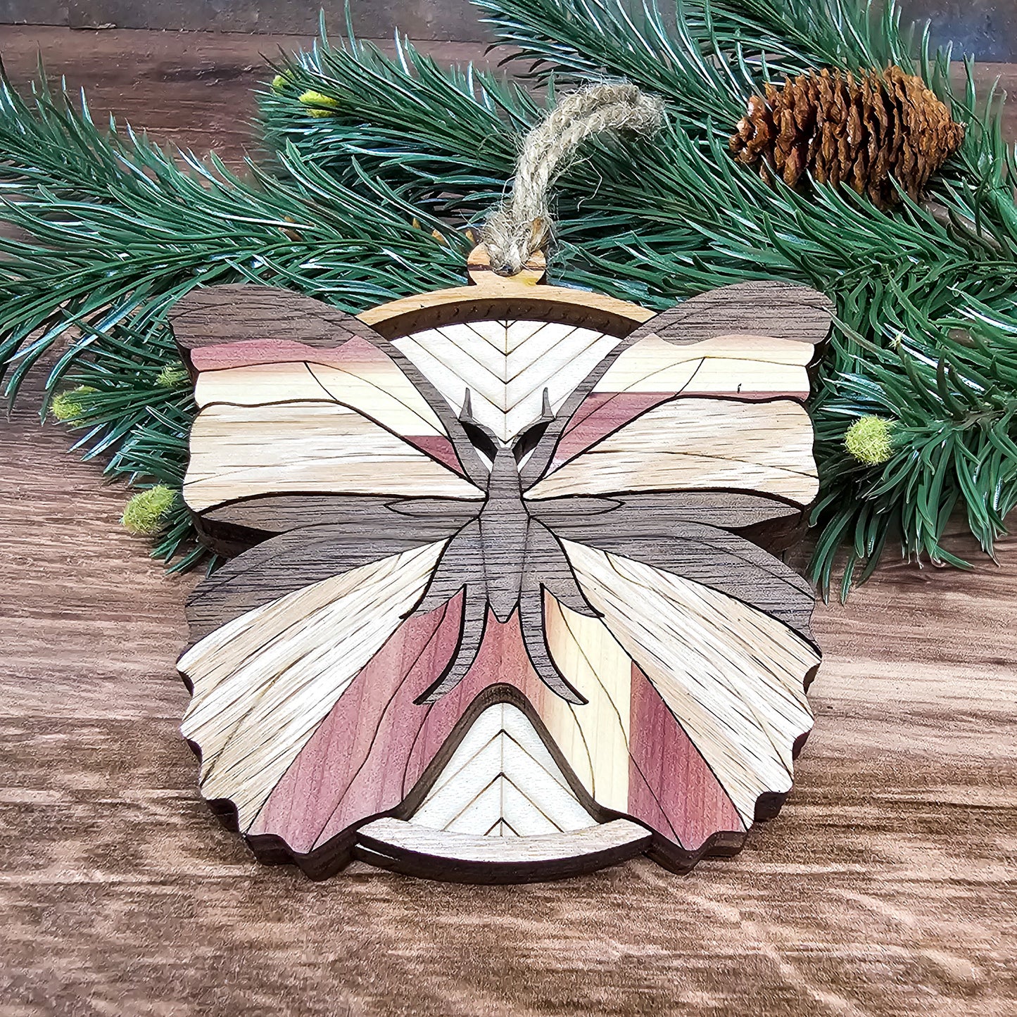 Wood Quilt Butterfly Ornament-Painted