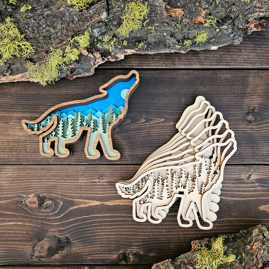 3D Layered Wolf Art DIY Kit