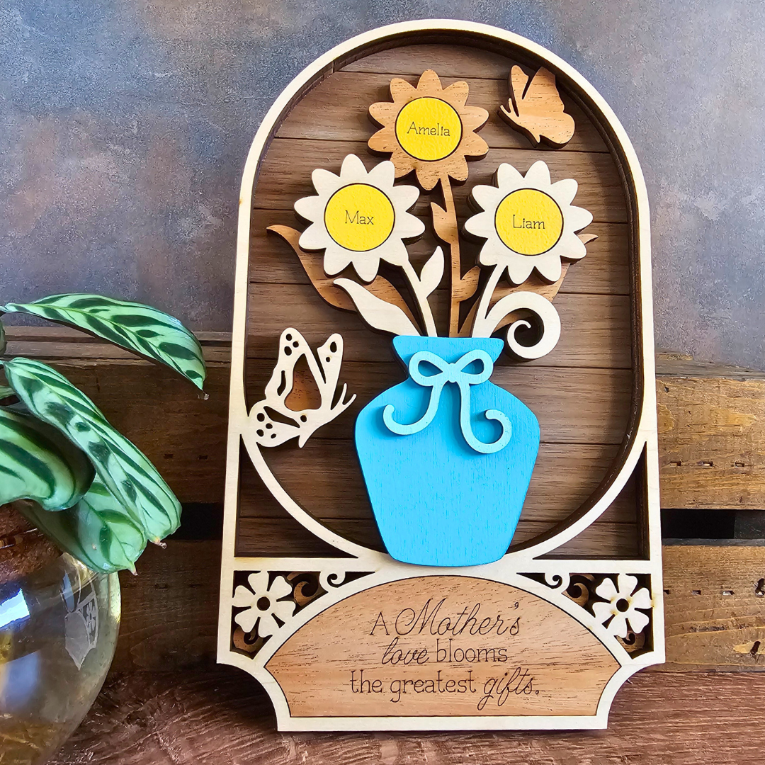Personalized Mother's Day Bouquet with Kids' Names for Mom or Grandma