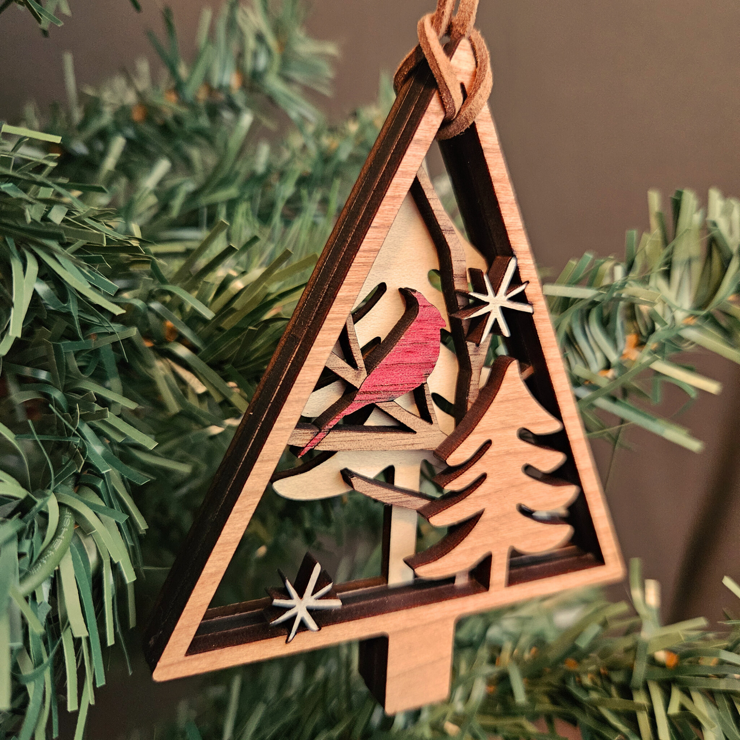 Cardinal Nature Scene Christmas Tree Ornament