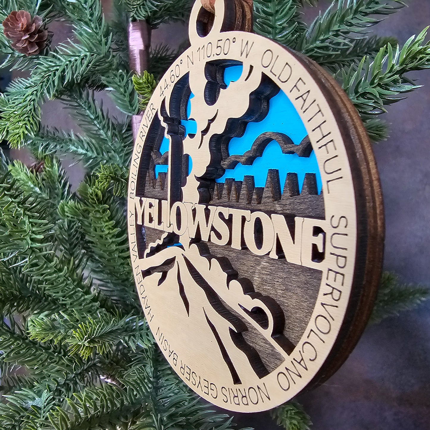 Yellowstone National Park Christmas Tree Ornament - 3 Layers