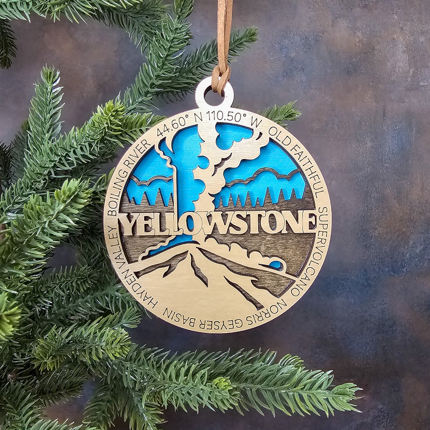 Yellowstone National Park Christmas Tree Ornament - 3 Layers