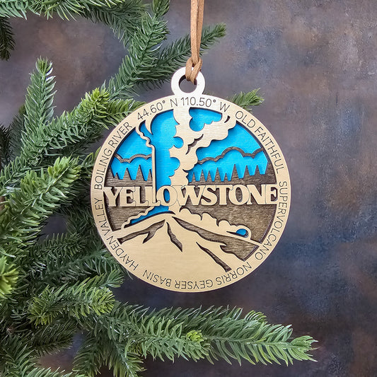 Yellowstone National Park Christmas Tree Ornament - 3 Layers