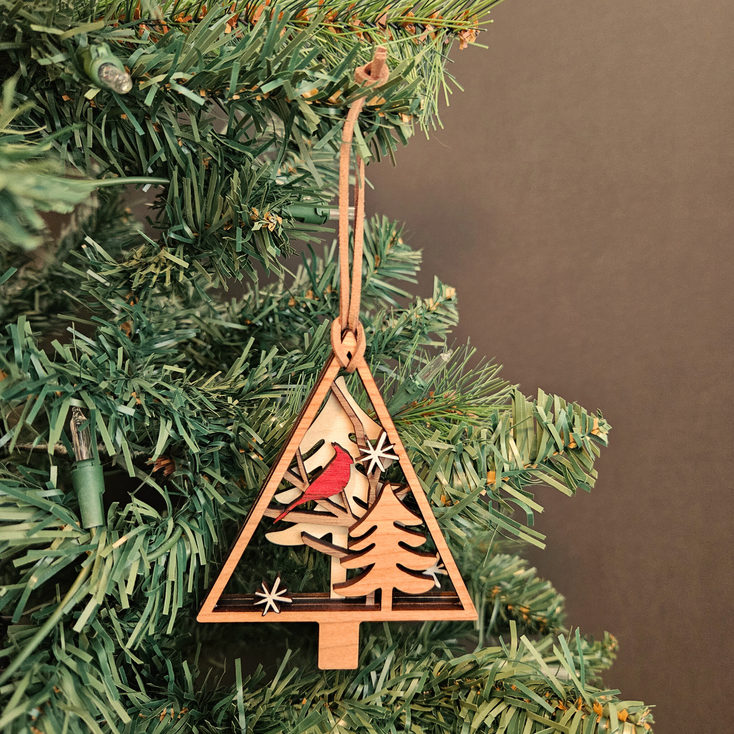 Cardinal Nature Scene Christmas Tree Ornament