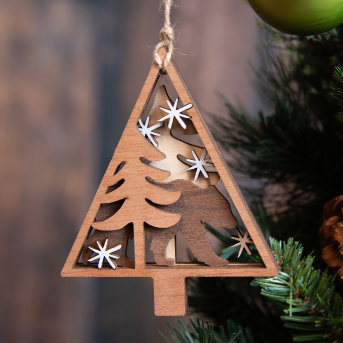 Wolf Nature Scene Christmas Tree Ornament