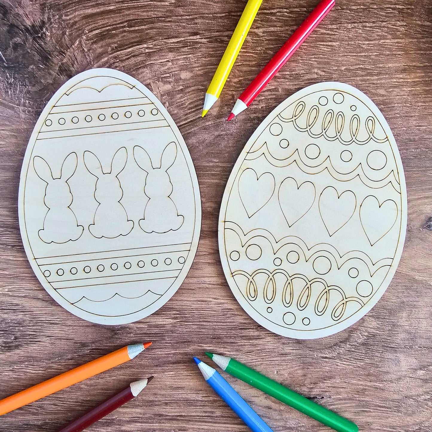 Wooden Easter Egg DIY Kit for Kids-Pencils Included
