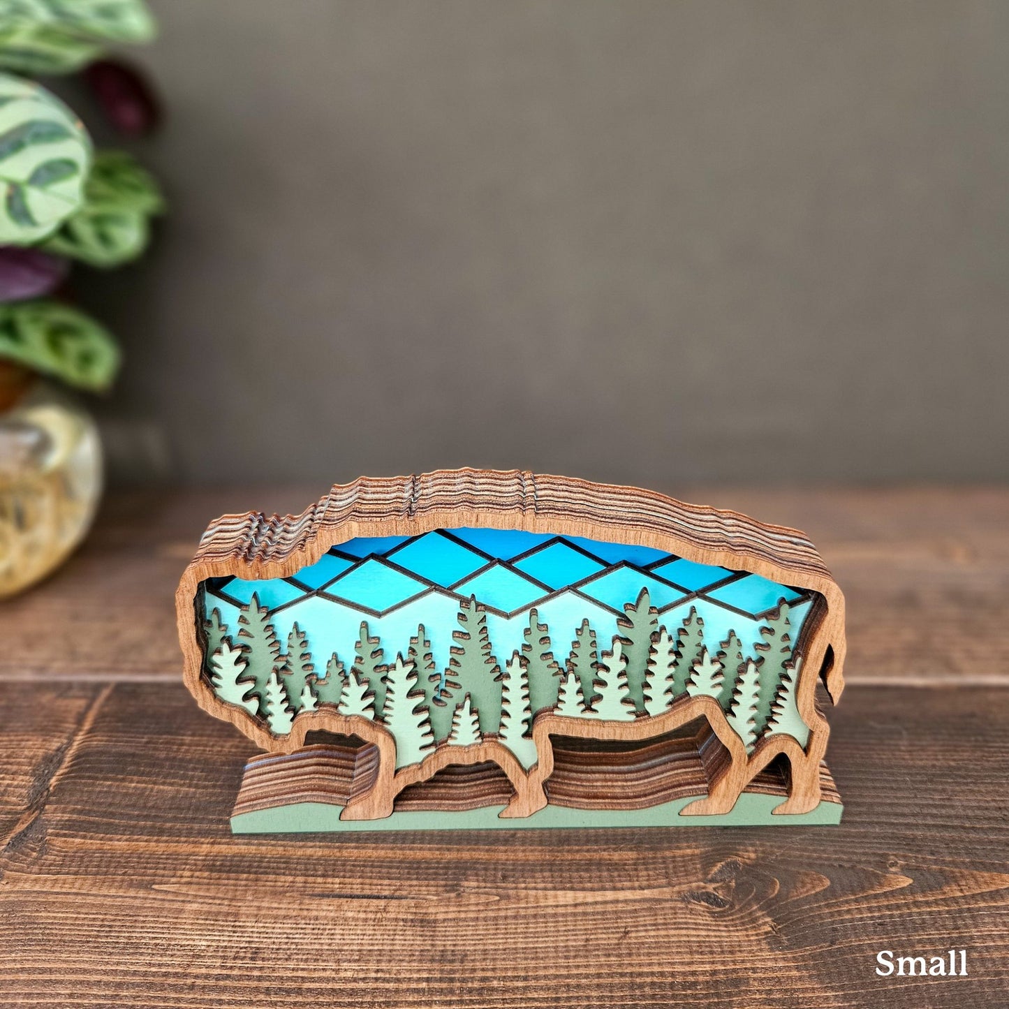 3D Layered Bison Art with Mountains & Trees-New Version!