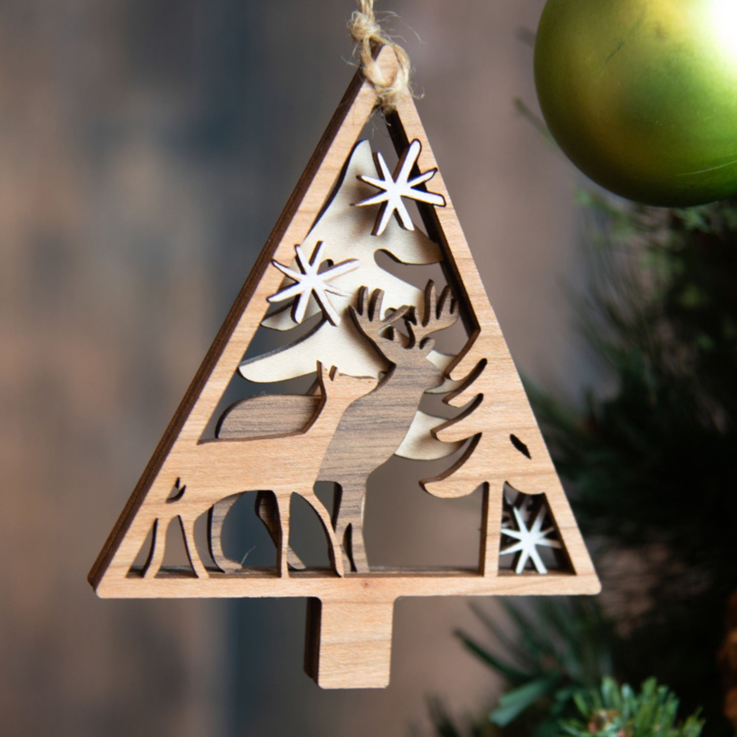 Wolf Nature Scene Christmas Tree Ornament