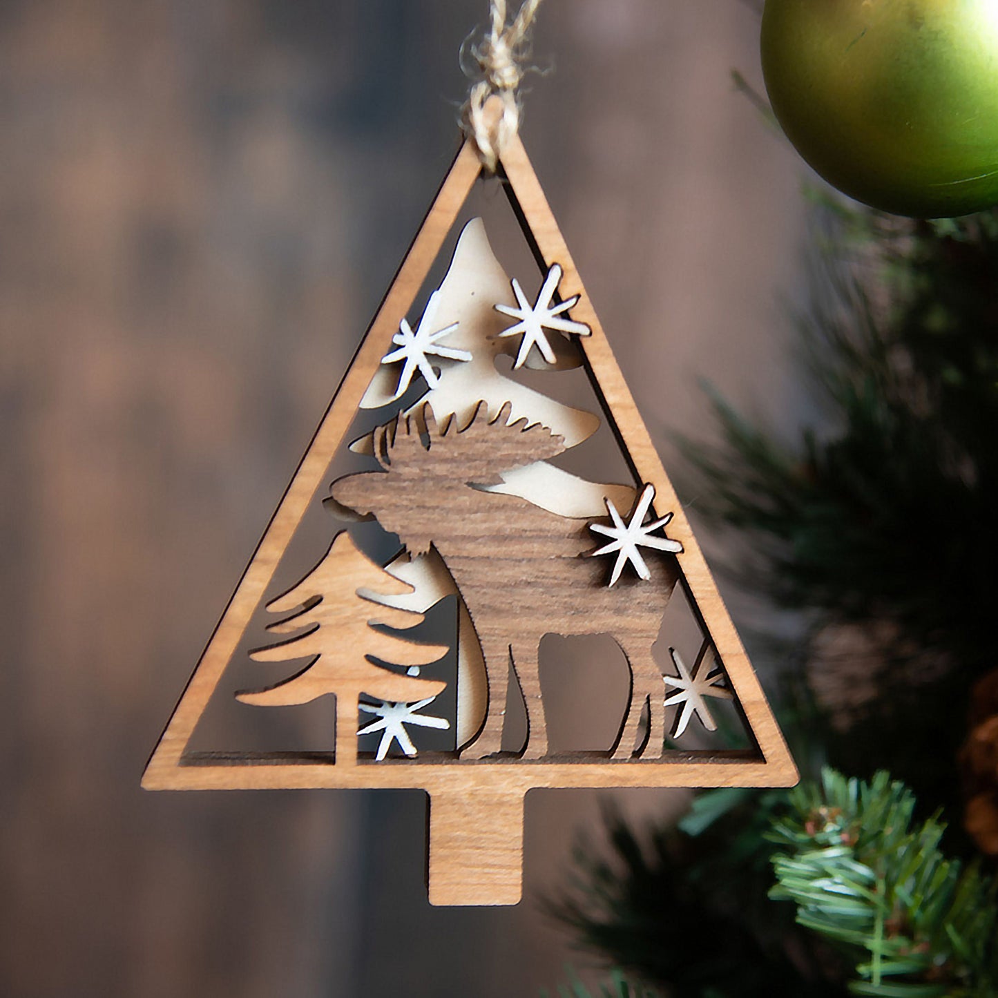 Wolf Nature Scene Christmas Tree Ornament
