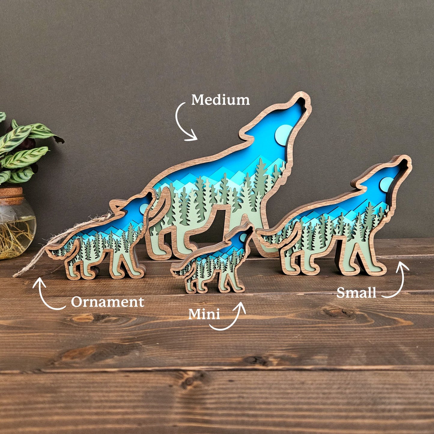 Layered Wolf Art with Mountains & Trees-New Version!