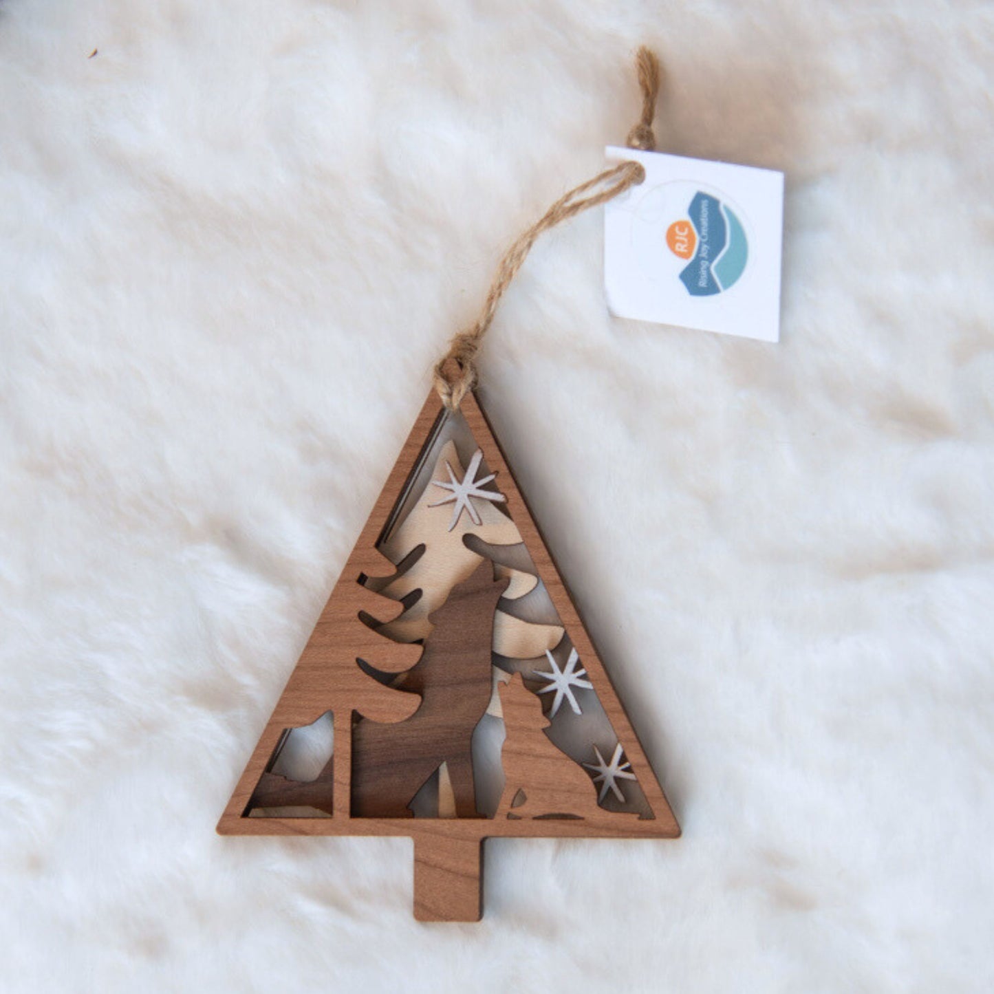 Wolf Nature Scene Christmas Tree Ornament