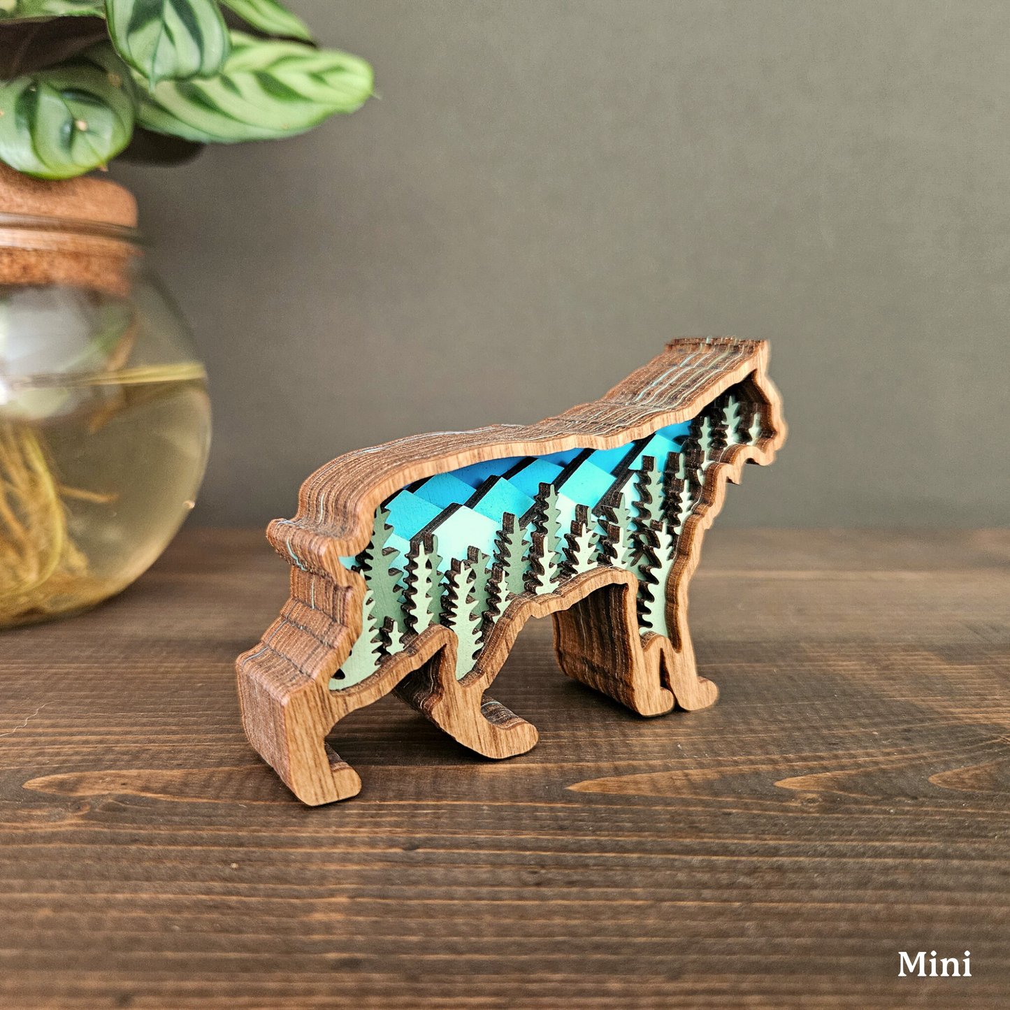 3D Bobcat Art with Mountains and Trees