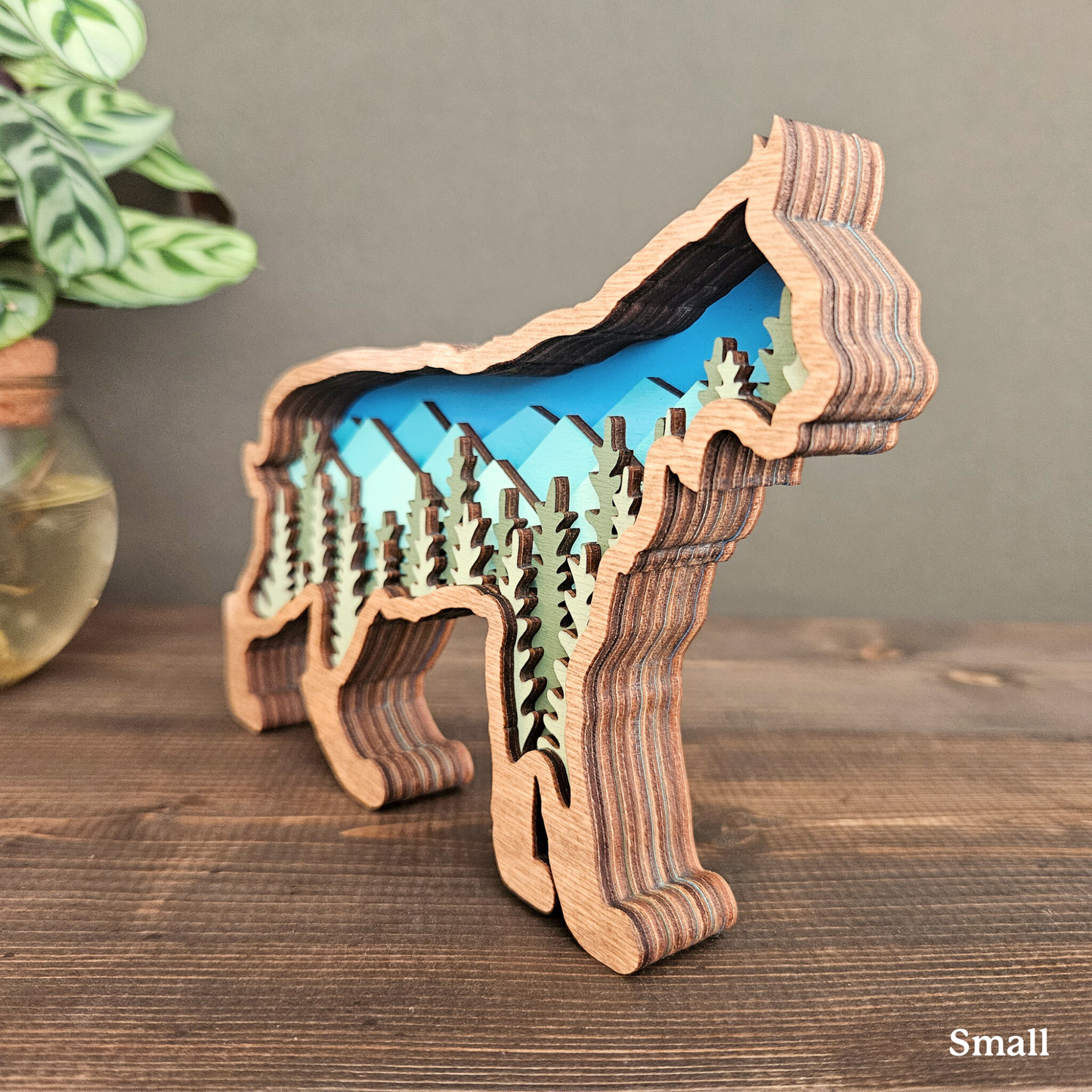 3D Bobcat Art with Mountains and Trees