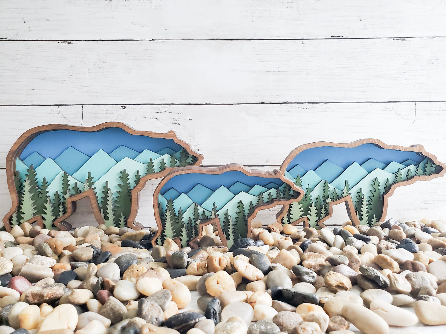 Bear Nursery Art with Mountains & Trees