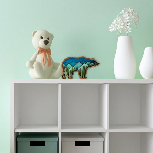 Bear Nursery Art with Mountains & Trees