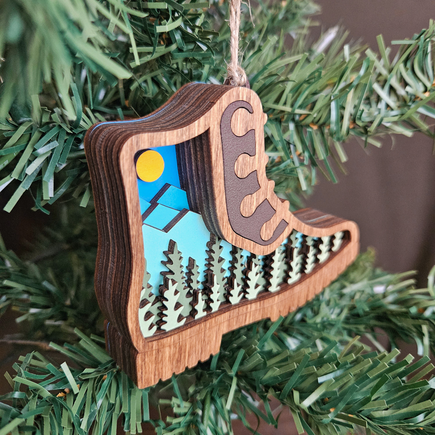 3D Hiking Boot Christmas Tree Ornament