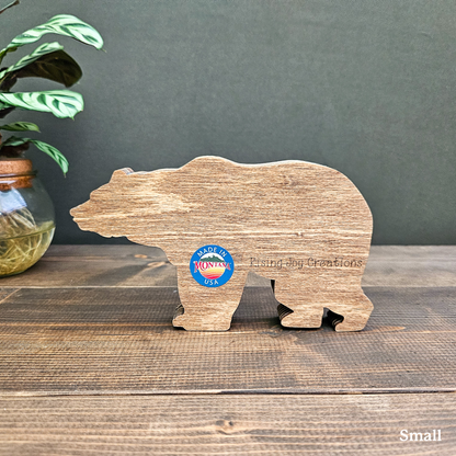 3D Layered Wood Grizzly Bear Art With Mountain and Forest Landscape