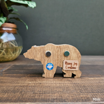 3D Layered Wood Grizzly Bear Art With Mountain and Forest Landscape