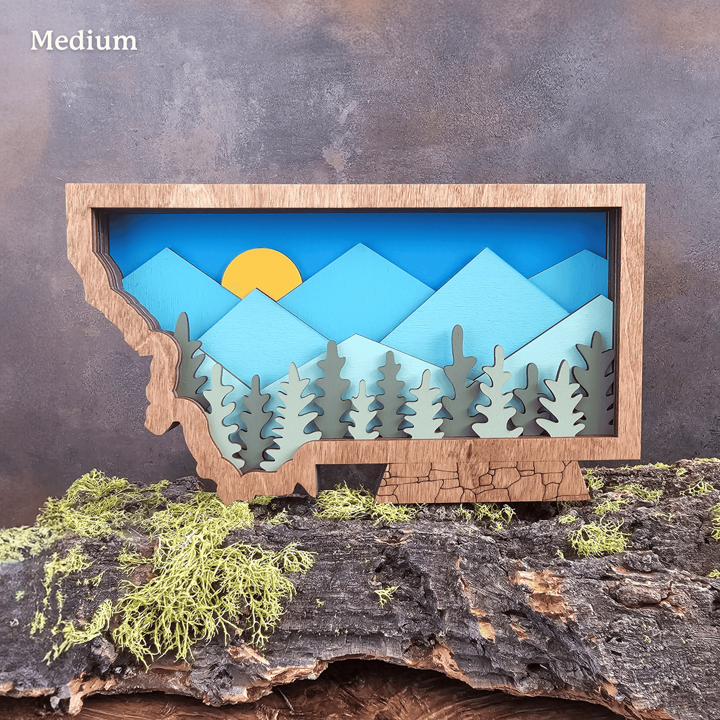 3D Montana Art with Mountains and Trees Landscape