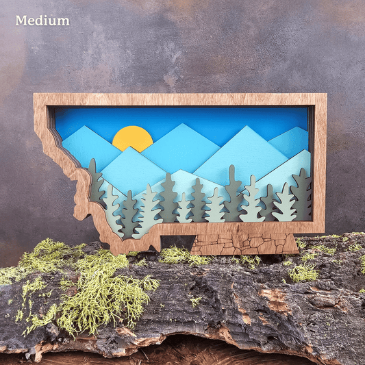 3D Montana Art with Mountains and Trees Landscape