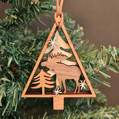 Moose Nature Scene Christmas Tree Ornament