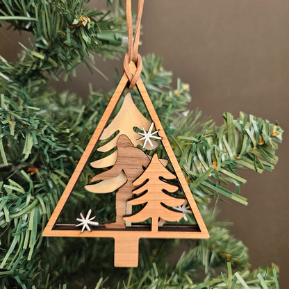 Bigfoot Nature Scene Christmas Tree Ornament