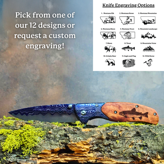 Personalized Blue Wave Knife