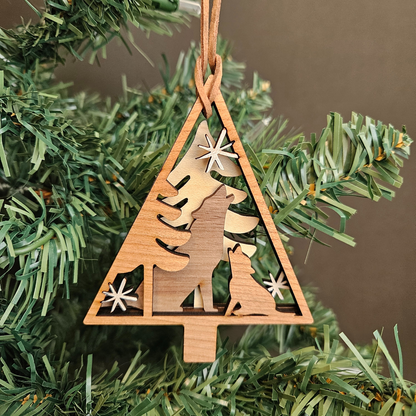Wolf Nature Scene Christmas Tree Ornament