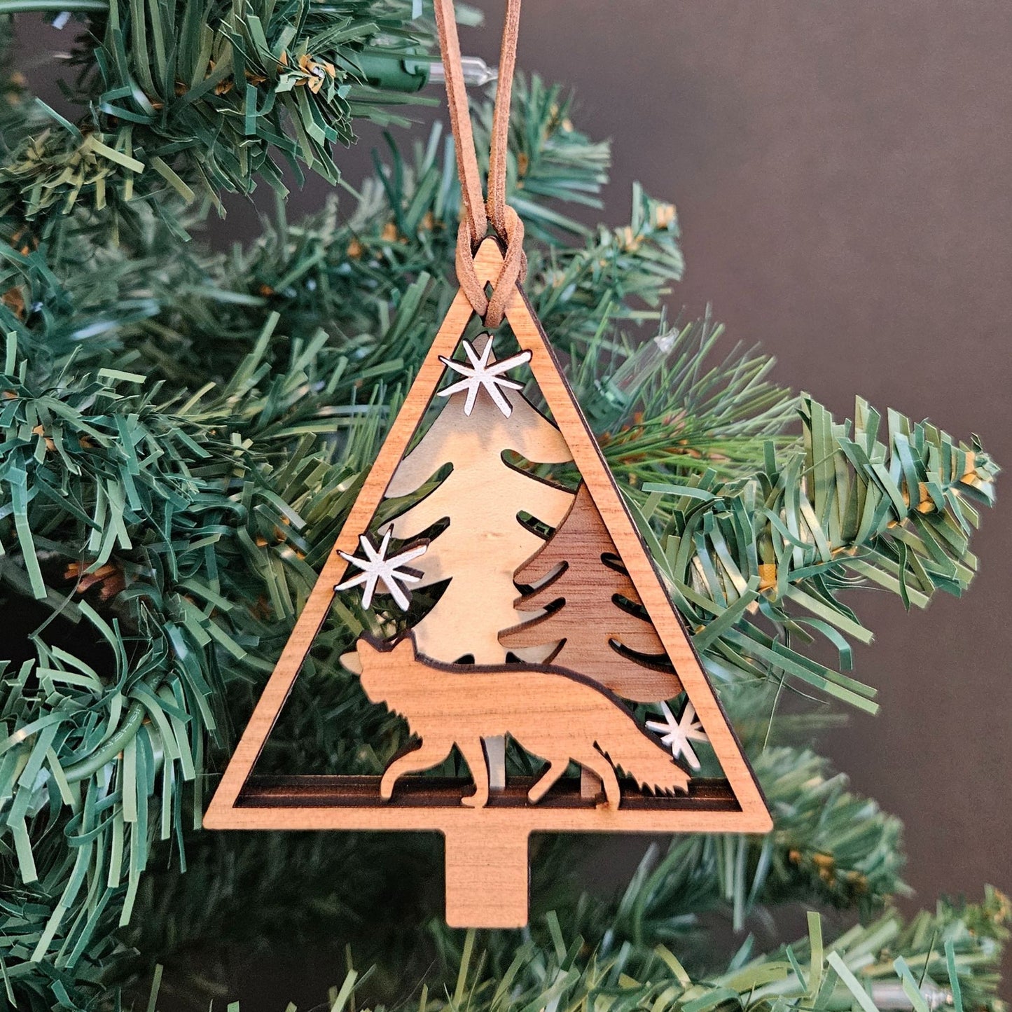 Fox Nature Scene Christmas Tree Ornament