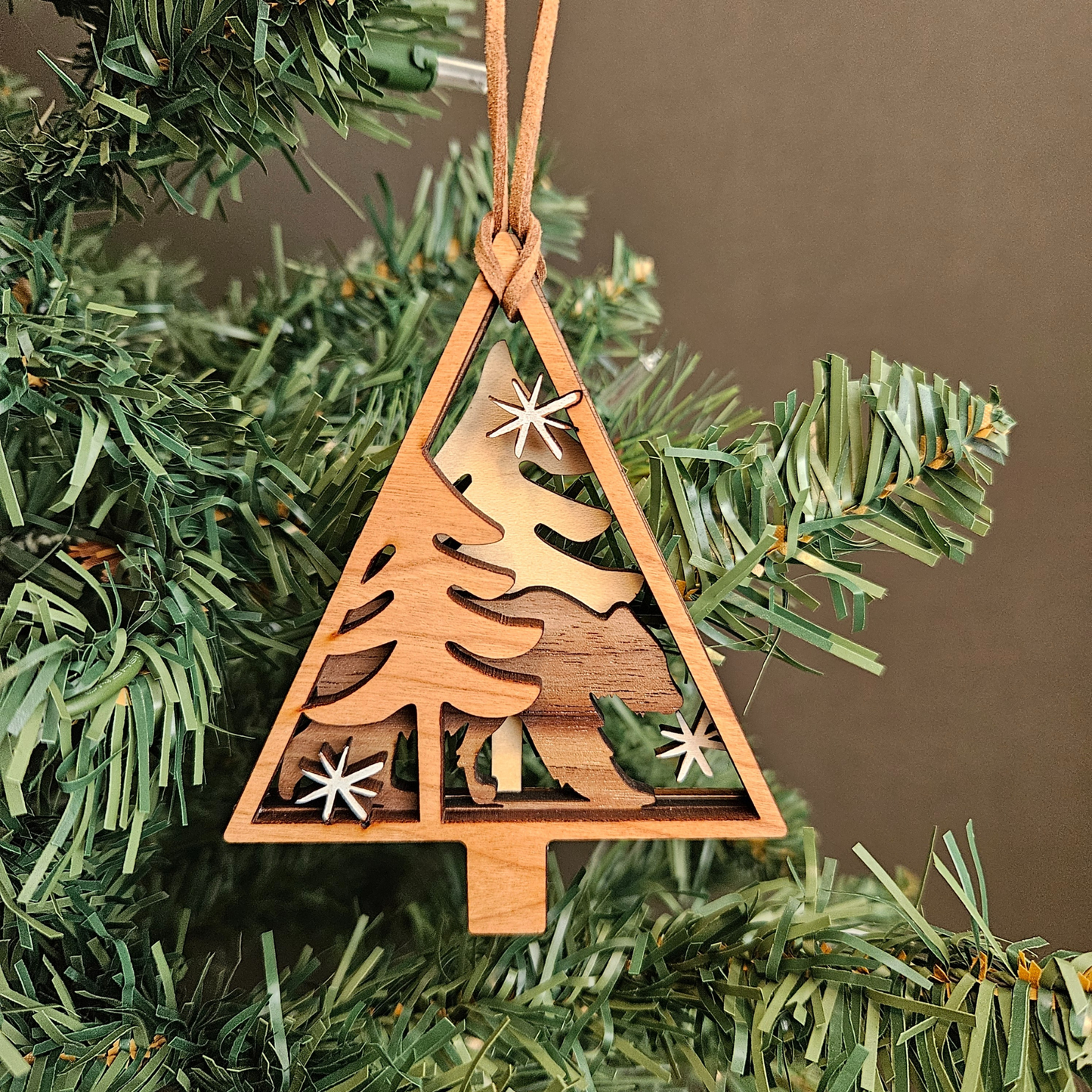 Bear Nature Scene Christmas Tree Ornament