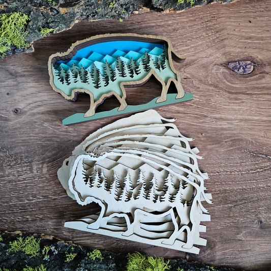 3D Layered Bison Art DIY Kit