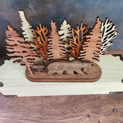 Moose and Grass Interchangeable Forest Scene Mantel Decoration