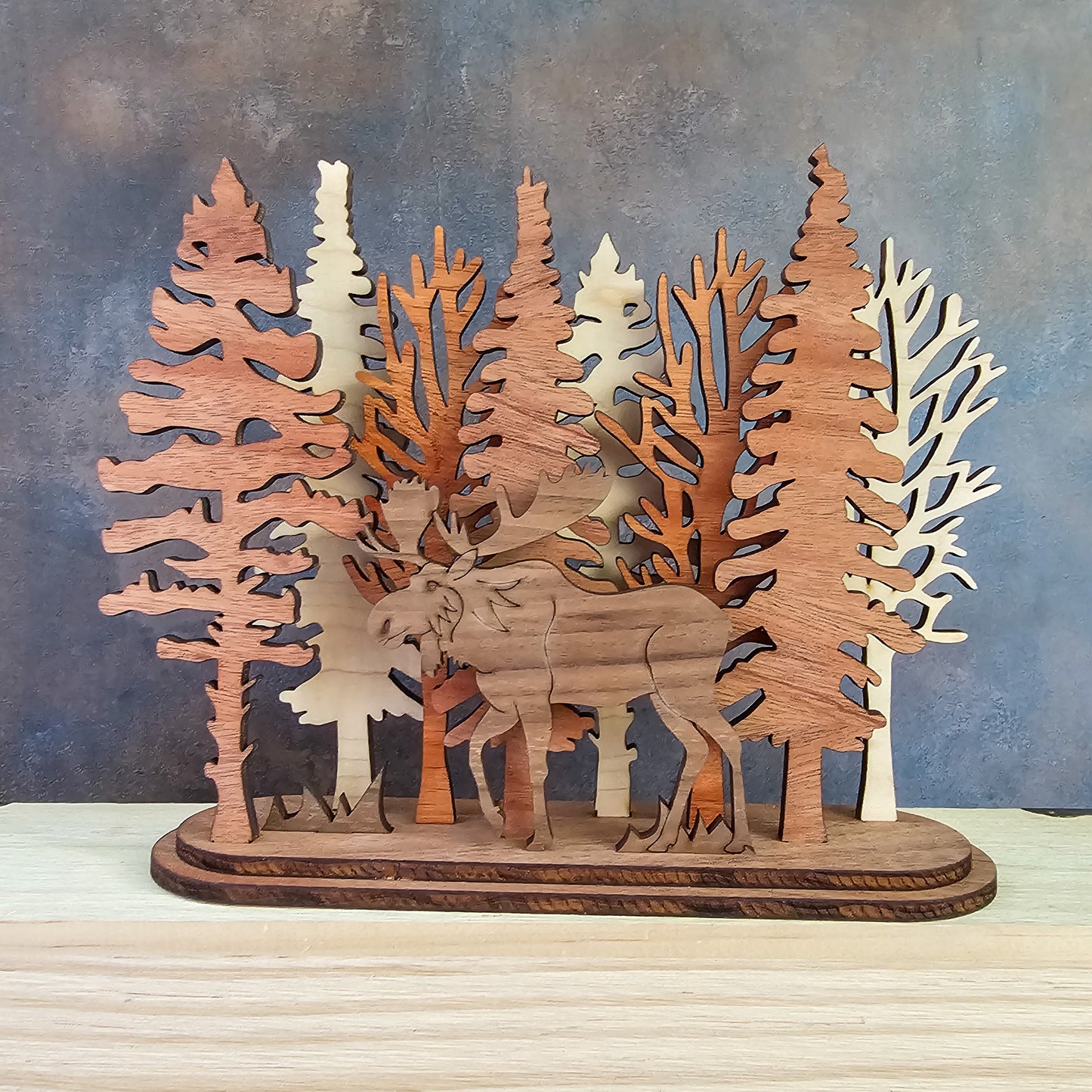 Fox Pair Interchangeable Forest Scene Mantle Decoration