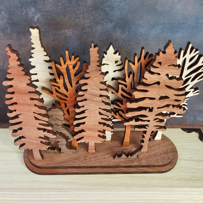 Fox Pair Interchangeable Forest Scene Mantle Decoration