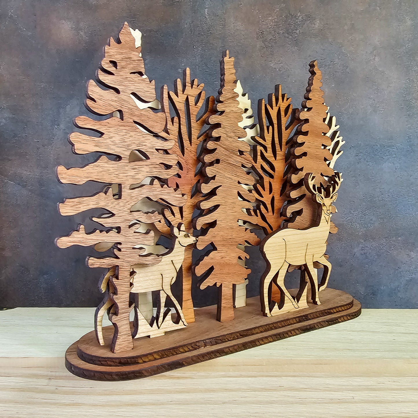 Moose and Grass Interchangeable Forest Scene Mantel Decoration