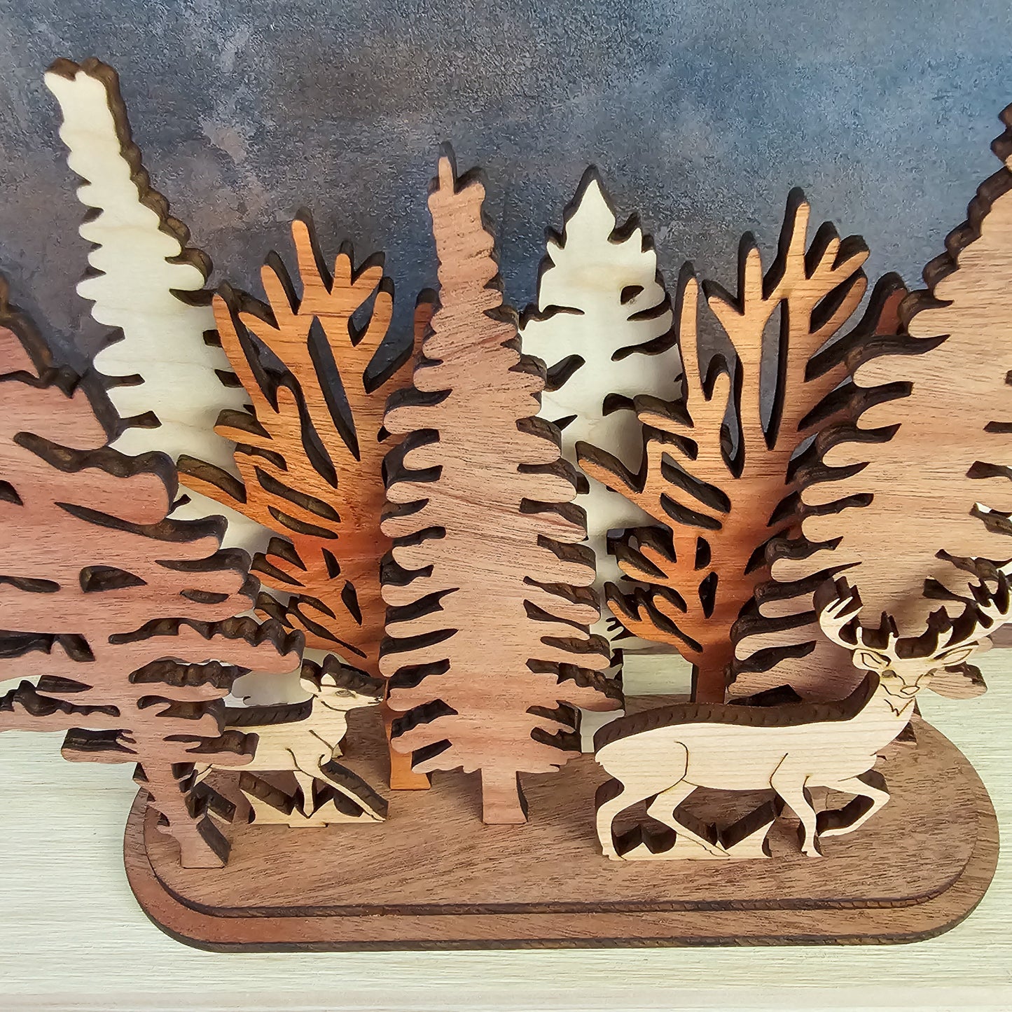 Moose and Grass Interchangeable Forest Scene Mantel Decoration