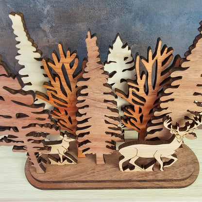 Fox Pair Interchangeable Forest Scene Mantle Decoration