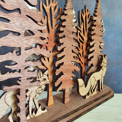 Deer Pair Interchangeable Forest Scene Mantle Decoration