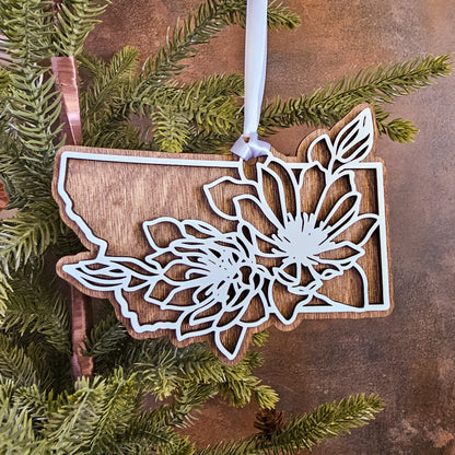 Montana Bitterroot Flower Christmas Ornament