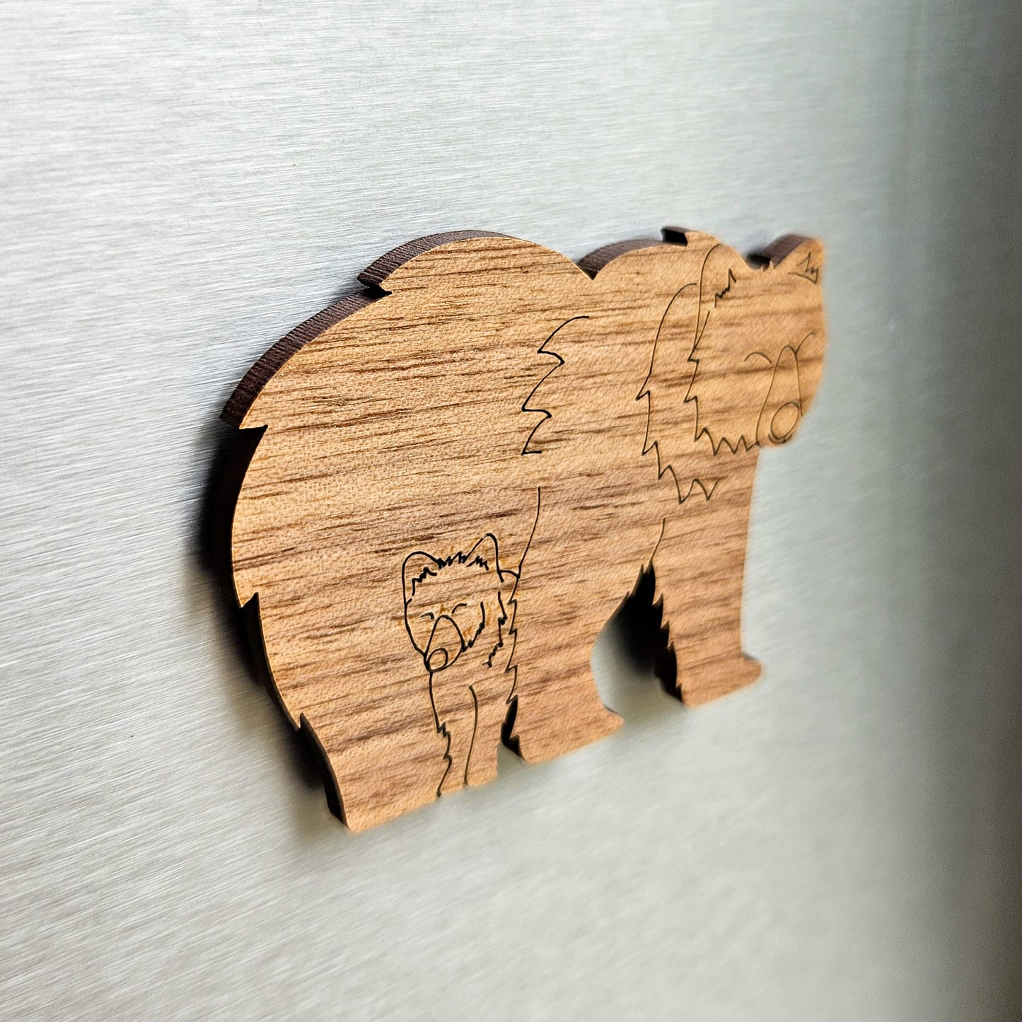 Wooden Animal Magnets Set - Bear, Owl, and Fox