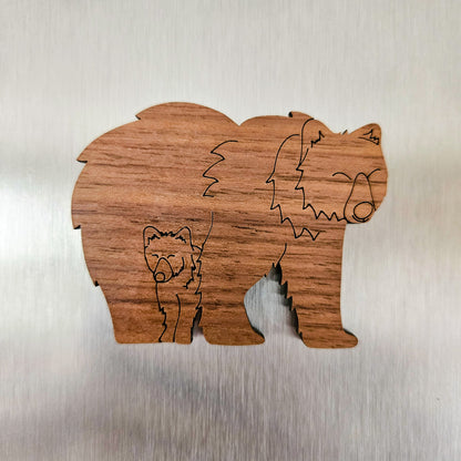 Wooden Animal Magnets Set - Bear, Owl, and Fox