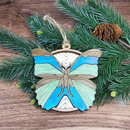 Wood Quilt Butterfly Ornament-Painted