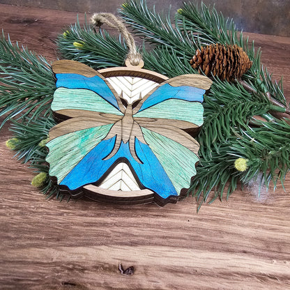 Wood Quilt Butterfly Ornament-Painted