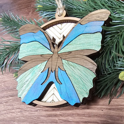 Wood Quilt Butterfly Ornament-Painted