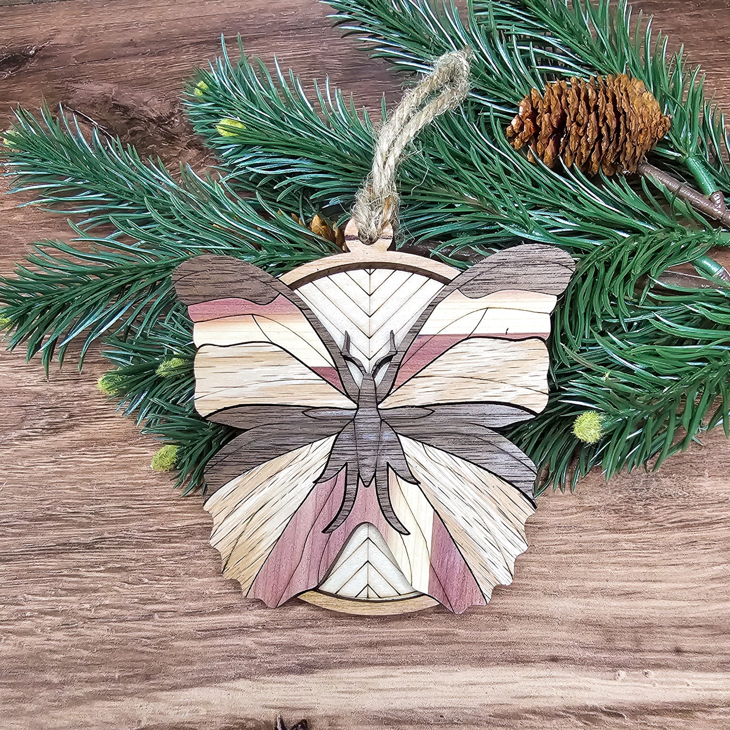 Wood Quilt Butterfly Ornament-Painted