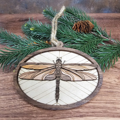 Wood Quilt Dragonfly Ornament-Painted